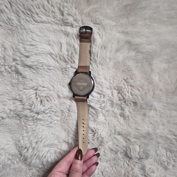 Mens Watch SKMEI 1196 Mens Business Brown Leather Band Quartz Classic Office ✨️ - Picture 6 of 14